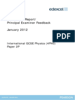 Examiners' Report/ Principal Examiner Feedback January 2012: International GCSE Physics (4PH0) Paper 2P