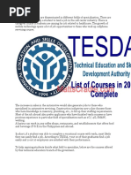 Tesda Offered Courses Are Disseminated in Different Fields of Specialization