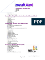 Course Outline of Ms Word