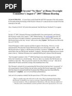 "The (Untold) Tillman Story" Appendix D3 - Gen. McChrystal A "No-Show" at Hearing (7/13/10)