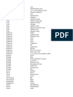 Conversion Units Table