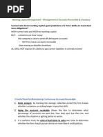 Working Capital Management - Management of Accounts Receivable & Inventory