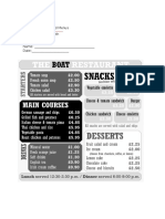 Worksheet: Food and Menus Grade 4th