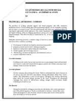 Influence of Advertising Recall With Special Reference To FMCG - An Empirical Study 1. Company Profile Prathyaka Advertisng Company