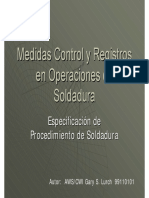 Medidas, Control y Registros en Operaciones de Soldadura