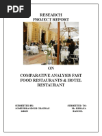 Comparative Analysis Betwee Fast Restaurats & Five Star Hotels Restaurants