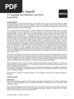 Examiner's Report: F4 Corporate and Business Law (GLO) June 2010