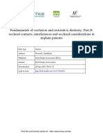 Fundamentals of Occlusion and Restorative Dentistry. Part II: Occlusal Contacts, Interferences and Occlusal Considerations in Implant Patients