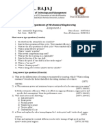 Department of Mechanical Engineering: Assignment-1