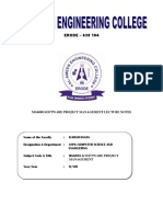 ERODE - 638 104: Mg6088 Software Project Management Lecture Notes