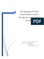 Développement Durable Et Management de Ressources Humaines