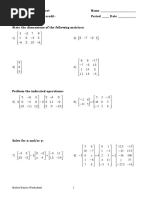 Matrix Worksheets 3 Sections