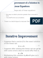 Iterative Improvement of A Solution To Linear Equations