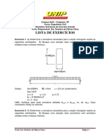 LISTA DE EXERCÍCIOS Resolvida de Estruturas de Concreto Armado