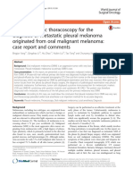 Local Anesthetic Thoracoscopy For The Diagnosis of Metastatic Pleural Melanoma Originated From Oral Malignant Melanoma: Case Report and Comments