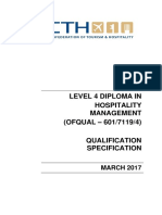 MARCH 2017 L4 Diploma in Hospitality Management Qualification Specification