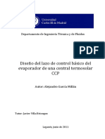 Diseño Del Lazo de Control Básico Del Evaporador de Una Central Termosolar CCP