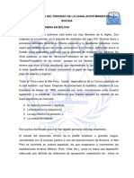 Antecedentes Del Proceso de La Legislación Minera en Bolivia