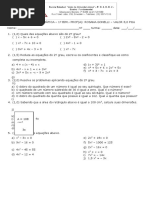 AVALIAÇÃO Equações Incompletas