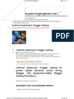 Megger Testing Method Statement