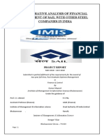 Comparative Analysis of Financial Statement of Sail With Other Steel Companies in India