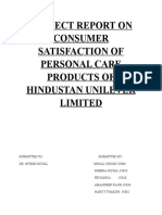 Project Report On Consumer Satisfaction of Personal Care Products of Hindustan Unilever Limited