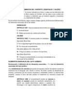 Elementos Esenciales y de Validez de Los Contratos.