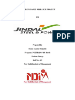 Project Report On Jindal Steel & Power Ltd.