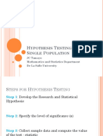 Hypothesis Testing For A Single Population