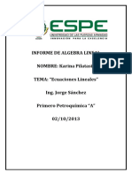 Informe de Algebra Lineal