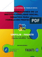 XXII Encuentro Nacional de Trabajo Social: Transformaciones de La Institucionalidad Social. Desafíos para La Formación Profesional