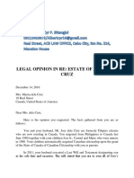 Legal Opinion in Re: Estate of Jose Dela Cruz