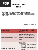 Nursing Care Plan: Alteration Disturbed Body Image: Low Self Esteem Related To Formation of Acne