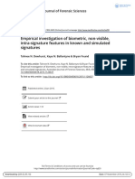 Biometric Non Visible Intra Signature Features in Known and Simulated Signatures