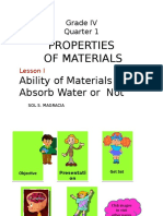 Lesson 1 - Ability of Materials To Abosorb Water or Not