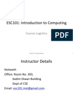 ESC101: Introduction To Computing: Course Logistics