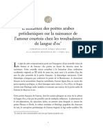 L'influence Des Poètes Arabes Préislamiques Sur La Naissance de L'amour Courtois Chez Les Troubadours de Langue D'oc