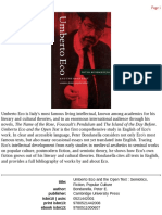 Peter Bondanella Umberto Eco and The Open Text Semiotics Fiction Popular Culture