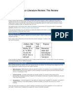 Matrix Method For Literature Review