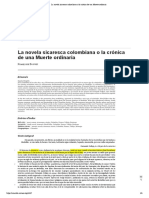 La Novela Sicaresca Colombiana o La Crónica de Una Muerte Ordinaria