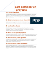 Pasos para Gestionar Un Proyecto