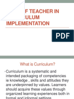 Role of Teacher in Curriculum Implementation