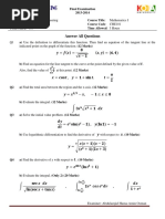 Answer All Questions: Q1 Indicated Point On The Graph of The Function. (12 Marks)