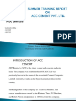 Summer Training Report ON Acc Cement Pvt. LTD.: SESSION (2017-2018) Career Point University Hamirpur (Himachal Pradesh)