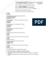 Evaluacion de Ciencias El Atomo y La Materia