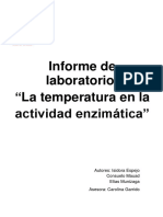 Informe de Laboratorio: "La Temperatura en La Actividad Enzimática"