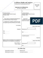 Institute For Defence Studies and Analyses: Application For Life Membership