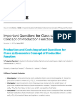 Important Questions For Class 12 Economics Concept of Production Function