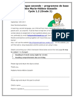 Français Langue Seconde - Programme de Base Mme Marie-Hélène Gosselin Cycle 1.2 (Grade 2)