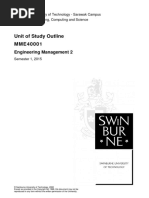 MME40001 Engineering Management 2 Sem1-2015 Unit of Study Outline